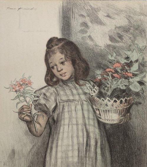Firmin Bouisset (1859-1925) - Bouquetière, Antiek en Kunst, Kunst | Designobjecten