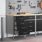vidaXL Werkbank Set van 2 Zwart en Grijs Gengineerd Hout en, Verzenden, Nieuw