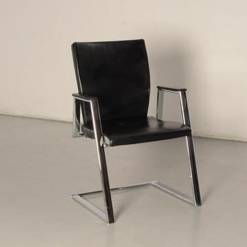 Sedus MC-280 vergaderstoel, zwart leder, sledeframe, Ophalen of Verzenden