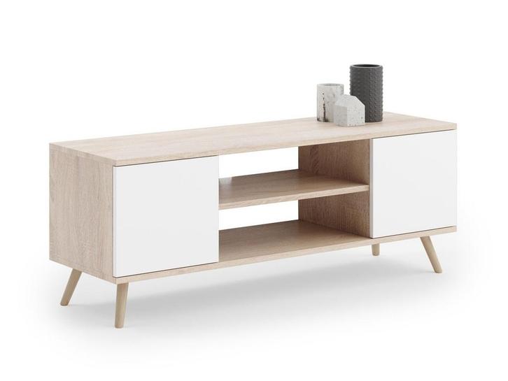 Houten TV-meubel - Beige/Wit - Tweede Kansje | -64% Korting, Huis en Inrichting, Kasten |Televisiemeubels, Minder dan 100 cm, Nieuw