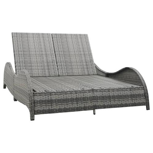 vidaXL Chaise longue double avec coussin Résine tressée, Jardin & Terrasse, Chaises longues, Neuf, Envoi