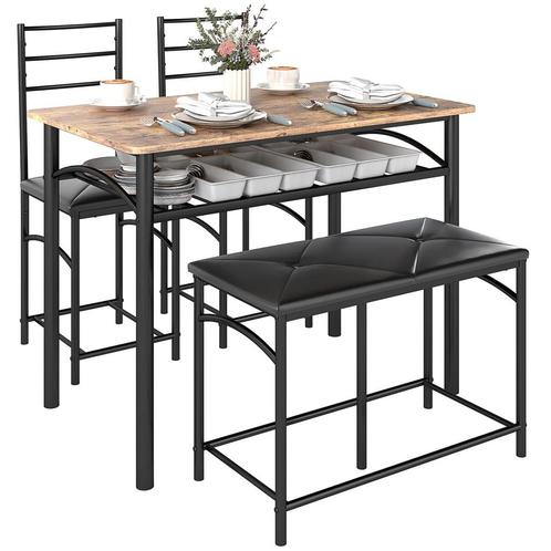 TRUUSK 4-delige Eetgroep - Eettafel, 2 Stoelen, Bank - Ruimt, Huis en Inrichting, Tafels | Eettafels, Verzenden