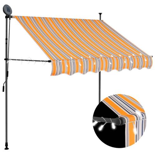 vidaXL Luifel handmatig uitschuifbaar met LED 150 cm geel en, Tuin en Terras, Zonneschermen, Nieuw, Verzenden