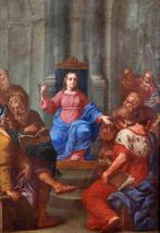 Scuola Romana (XVII) - Gesù tra i Dottori, Antiquités & Art, Art | Peinture | Classique