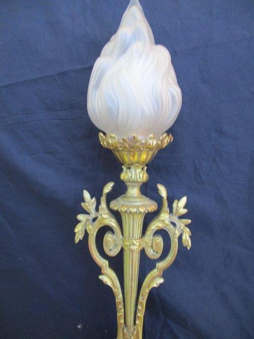Lampe - Style Napoléon III, bronze, Globe flamme vers, Antiek en Kunst, Antiek | Overige Antiek