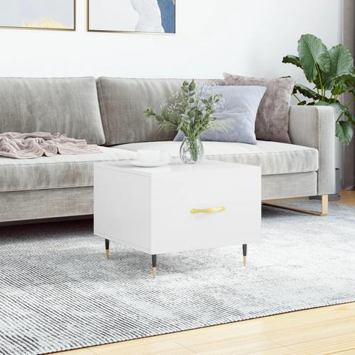 vidaXL Salontafel 50x50x40 cm bewerkt hout hoogglans wit, Huis en Inrichting, Tafels | Salontafels, Nieuw, Verzenden