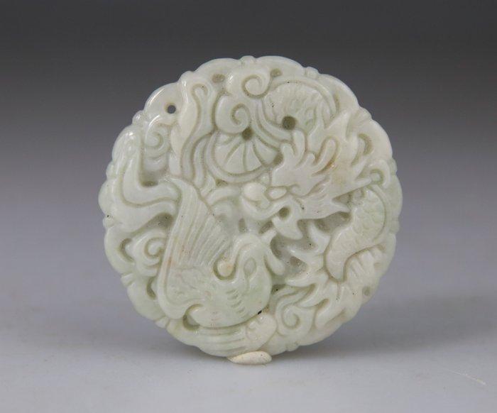 Hanger Chinees Plaat - Draak - Jade Pale - jadeiet - China -, Antiek en Kunst, Antiek | Overige Antiek