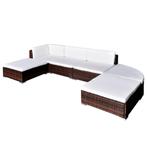 vidaXL 6-delige Loungeset met kussens poly rattan bruin, Tuin en Terras, Verzenden, Nieuw, Loungeset