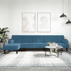 vidaXL Slaapbank L-vormig 260x140x70 cm fluweel blauw, Huis en Inrichting, Zetels | Zetels, Verzenden, Nieuw