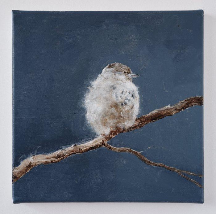 Matthieu van Riel - Bird on a Branch, Night, Antiek en Kunst, Kunst | Schilderijen | Modern