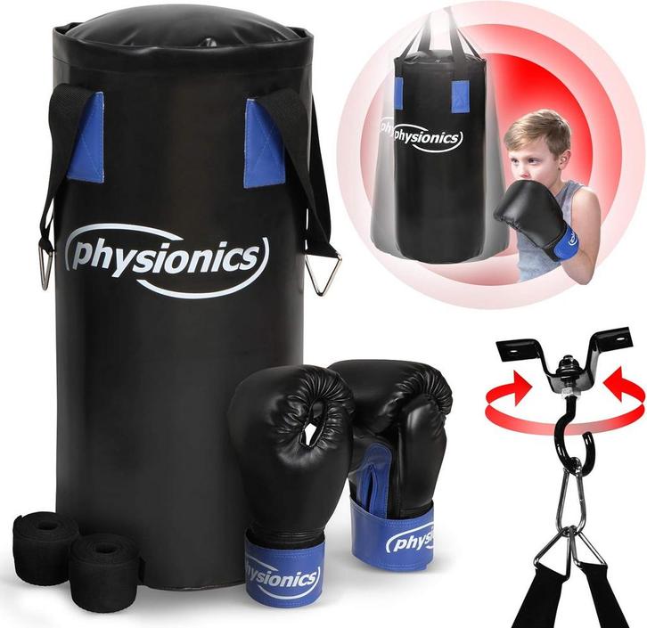 Bokszak - Boksbal - 55 cm lang - 10 kg - Zwart  - Physionics, Sport en Fitness, Boksen, Nieuw, Verzenden