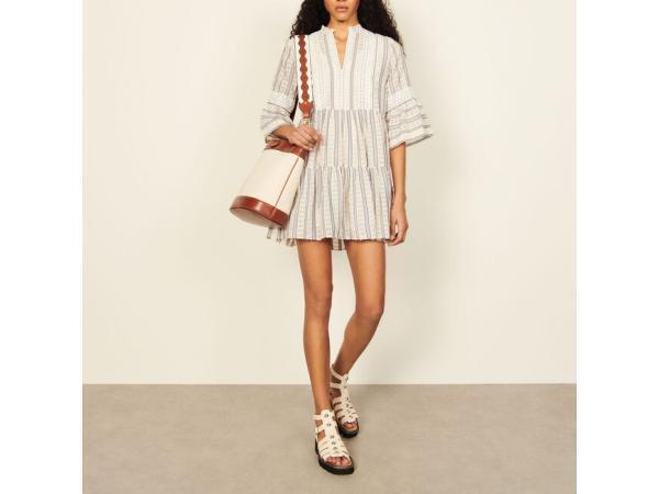 Veiling - Sandro Jurk Maat 40 Blauw wit, Kleding | Dames, Jurken, Nieuw