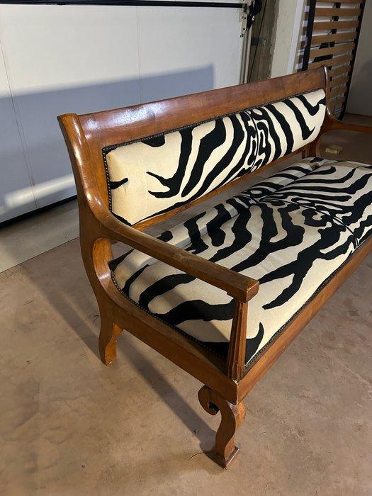 Sofa - Hout - Bankje van eikenhout met bekleding van, Antiek en Kunst, Curiosa en Brocante