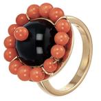 Bague - 18 carats Or jaune, Ambre Corail, Handtassen en Accessoires, Ringen, Nieuw