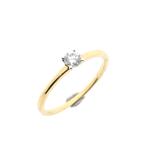 Gouden solitair ring met zirconia (gouden ring, geelgoud), Handtassen en Accessoires, Ringen, Gebruikt, Overige kleuren, Ophalen of Verzenden