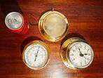 Barometer - Messing - + klok + lamp, Antiek en Kunst