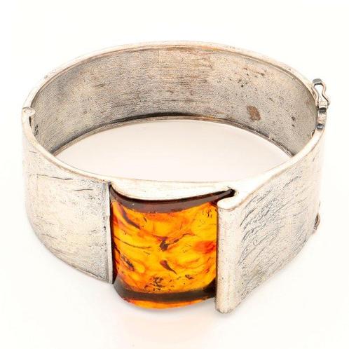 No reserve - 925 Argent - Bracelet - ambre, Handtassen en Accessoires, Antieke sieraden
