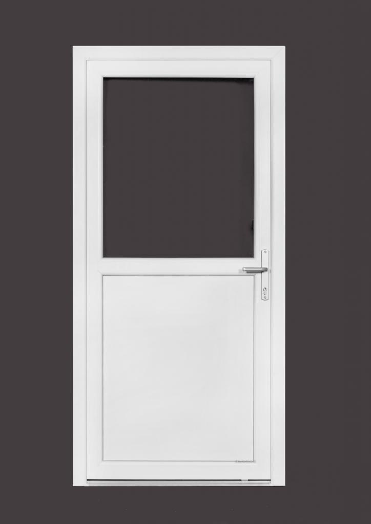 PVC Deur 1/2 glas Basic b85xh185 cm wit R, Doe-het-zelf en Bouw, Deuren en Vliegenramen, Nieuw, Glas, Kunststof, Metaal, Buitendeur