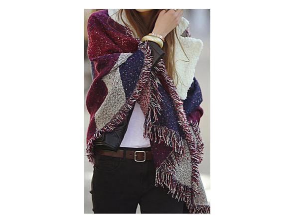 Veiling - Luxe oversized sjaal - bordeaux met blauw en grijs, Kleding | Dames, Mutsen, Sjaals en Handschoenen