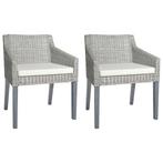 vidaXL Eetkamerstoelen 2 st met kussens natuurlijk rattan, Huis en Inrichting, Stoelen, Verzenden, Nieuw