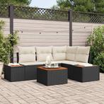vidaXL Tuinbank Set met kussen 5 pcs Zwart Poly rattan, Verzenden, Nieuw