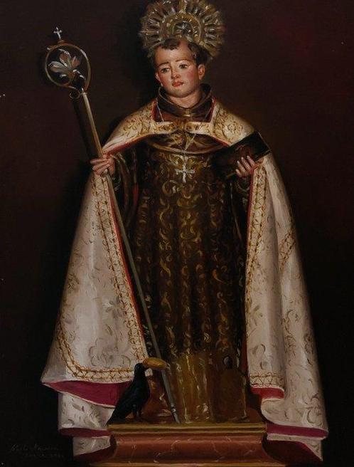 Juan Manuel Sánchez Barrera (1933) - Benoît de Nursie, Saint, Antiek en Kunst, Kunst | Schilderijen | Klassiek