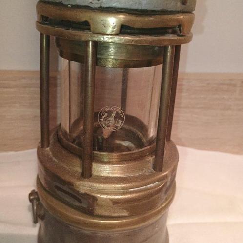 Plafondlamp - Glas, IJzer, Messing - Mijnwerkerslamp, Antiek en Kunst, Curiosa en Brocante