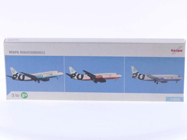 Schaal 1:500 Herpa 505499 GO Boeing 737-300 Reg. G-IGOB,..., Hobby en Vrije tijd, Modelbouw | Vliegtuigen en Helikopters, Zo goed als nieuw
