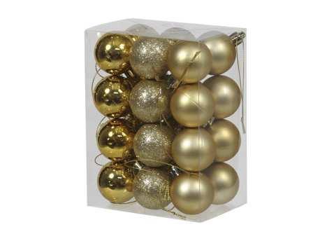 Kerstballen 4cm. 24 stuks Goud combi kunststof onbreekbaar, Hobby & Loisirs créatifs, Bricolage