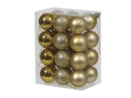Kerstballen 4cm. 24 stuks Goud combi kunststof onbreekbaar, Hobby en Vrije tijd, Knutselen, Nieuw