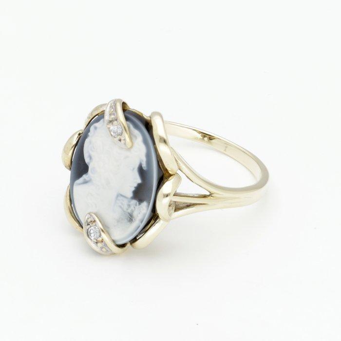 Ring - 14 karaat Geel goud Diamant (Natuurlijk) - Camee, Handtassen en Accessoires, Ringen