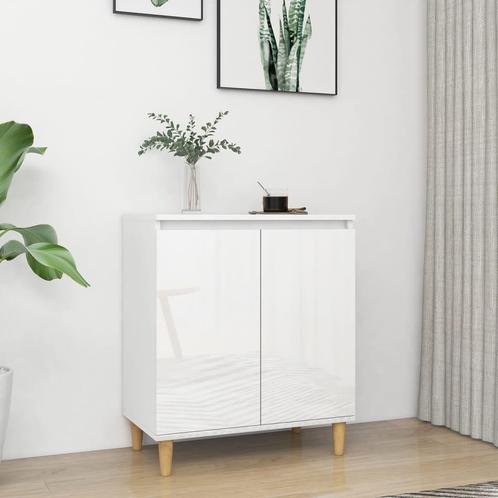 vidaXL Buffet avec pieds en bois blanc brillant bois, Huis en Inrichting, Kasten | Dressoirs, Verzenden