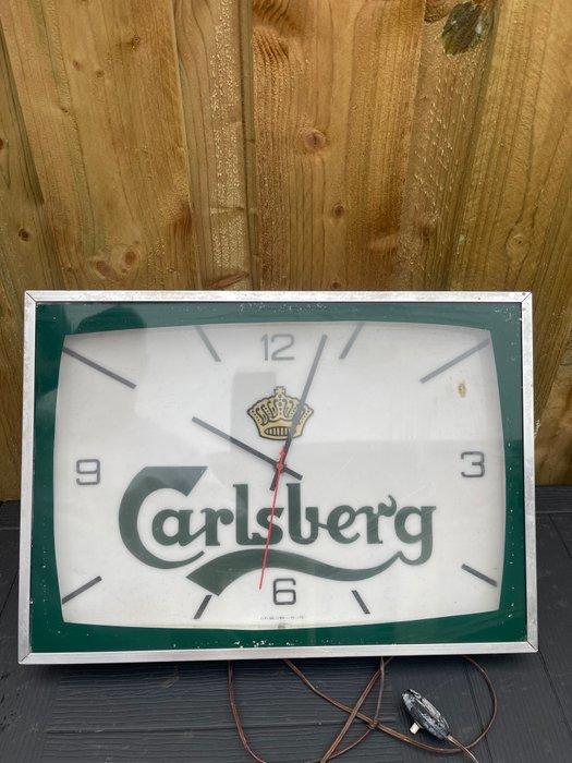 Lichtbak - Vintage Carlsberg Lichtbak Klok – Reclameklok uit, Antiek en Kunst, Antiek | Wandborden en Tegels