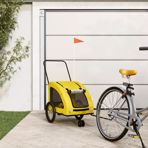 vidaXL Hondenfietstrailer oxford stof en ijzer geel, Dieren en Toebehoren, Overige Dieren-accessoires, Nieuw, Verzenden