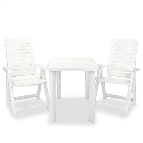 vidaXL 3-delige Bistroset kunststof wit, Tuin en Terras, Tuinsets en Loungesets, Nieuw, Verzenden