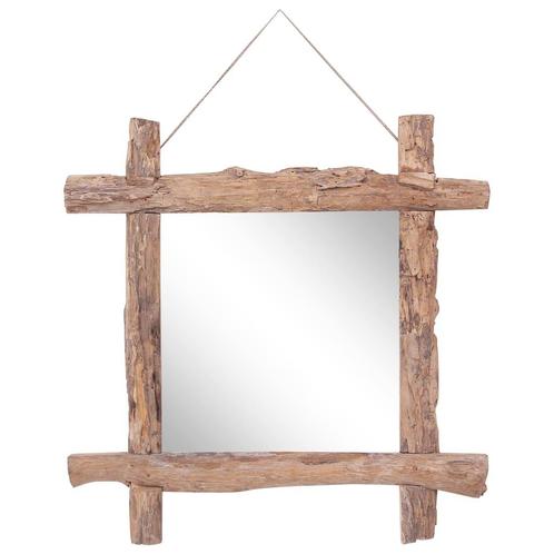 vidaXL Miroir à bûches Naturel 70x70 cm Bois de, Maison & Meubles, Accessoires pour la Maison | Miroirs, Neuf, Envoi