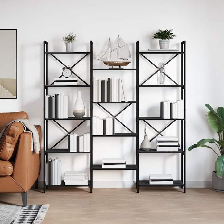 vidaXL Boekenplank Zwart eiken 156 x 25 x 167.5 cm Bewerkt, Huis en Inrichting, Kasten | Boekenkasten, Nieuw, Verzenden