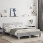 vidaXL Bedframe met hoofdeinde bewerkt hout betongrijs, Huis en Inrichting, Slaapkamer | Bedden, Verzenden, Nieuw