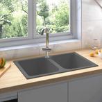 vidaXL Keukenwasbak Grijs 76 x 48 x 30 cm Kwarts en hars, Huis en Inrichting, Keuken | Keukenelementen, Verzenden, Nieuw