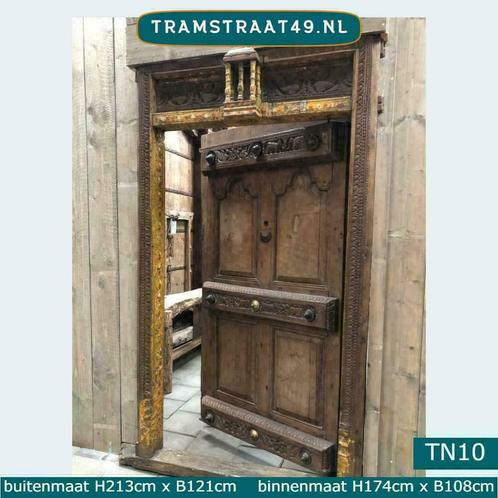Antieke teakhouten deur, inloopkast deur, decoratieve deur, Antiek en Kunst, Curiosa en Brocante, Ophalen of Verzenden