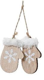 Hanger houten wanten – naturel met wit figuurtjes voor, Nieuw