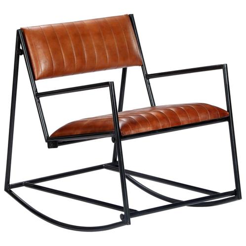 vidaXL Schommelstoel echt leer bruin, Huis en Inrichting, Stoelen, Nieuw, Verzenden