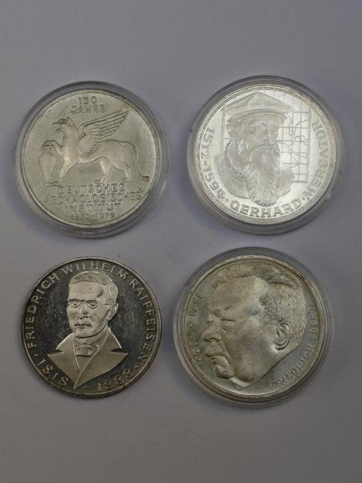 Duitsland, Bondsrepubliek 5 Deutsche Mark 4x 1968/1979, Postzegels en Munten, Munten | Europa | Niet-Euromunten