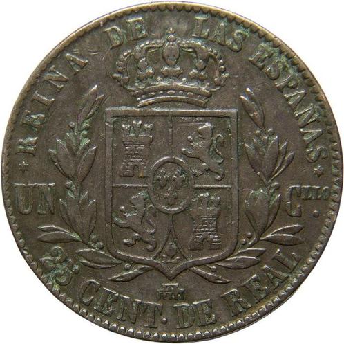 Espagne. Isabelle II. 25 Céntimos de Real Acuñados en, Postzegels en Munten, Munten | Europa | Niet-Euromunten