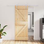 vidaXL Schuifdeur met beslag 80x210 cm massief grenenhout, Doe-het-zelf en Bouw, Deuren en Vliegenramen, Verzenden, Nieuw
