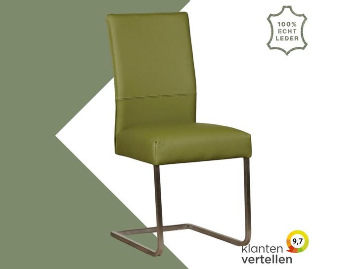 Leren eetkamerstoel Remix - Toledo Apple Green (groen) -, Huis en Inrichting, Stoelen, Overige kleuren, Eén, Nieuw, Leer, Ophalen of Verzenden