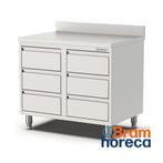 RVS werktafel met 2 x 3 laden en opstaande rand | 100x70x90, Verzenden, Nieuw