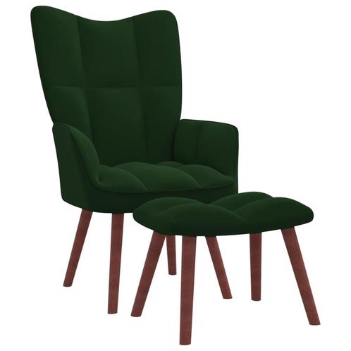 vidaXL Chaise de relaxation avec repose-pied Vert foncé, Maison & Meubles, Fauteuils, Neuf, Envoi