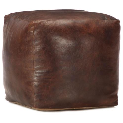 vidaXL Poef 40x40x40 cm echt geitenleer donkerbruin, Huis en Inrichting, Zetels | Voetbanken en poefs, Nieuw, Verzenden
