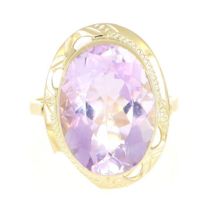 Zonder Minimumprijs - Ring - 18 karaat Geel goud Amethist, Handtassen en Accessoires, Ringen